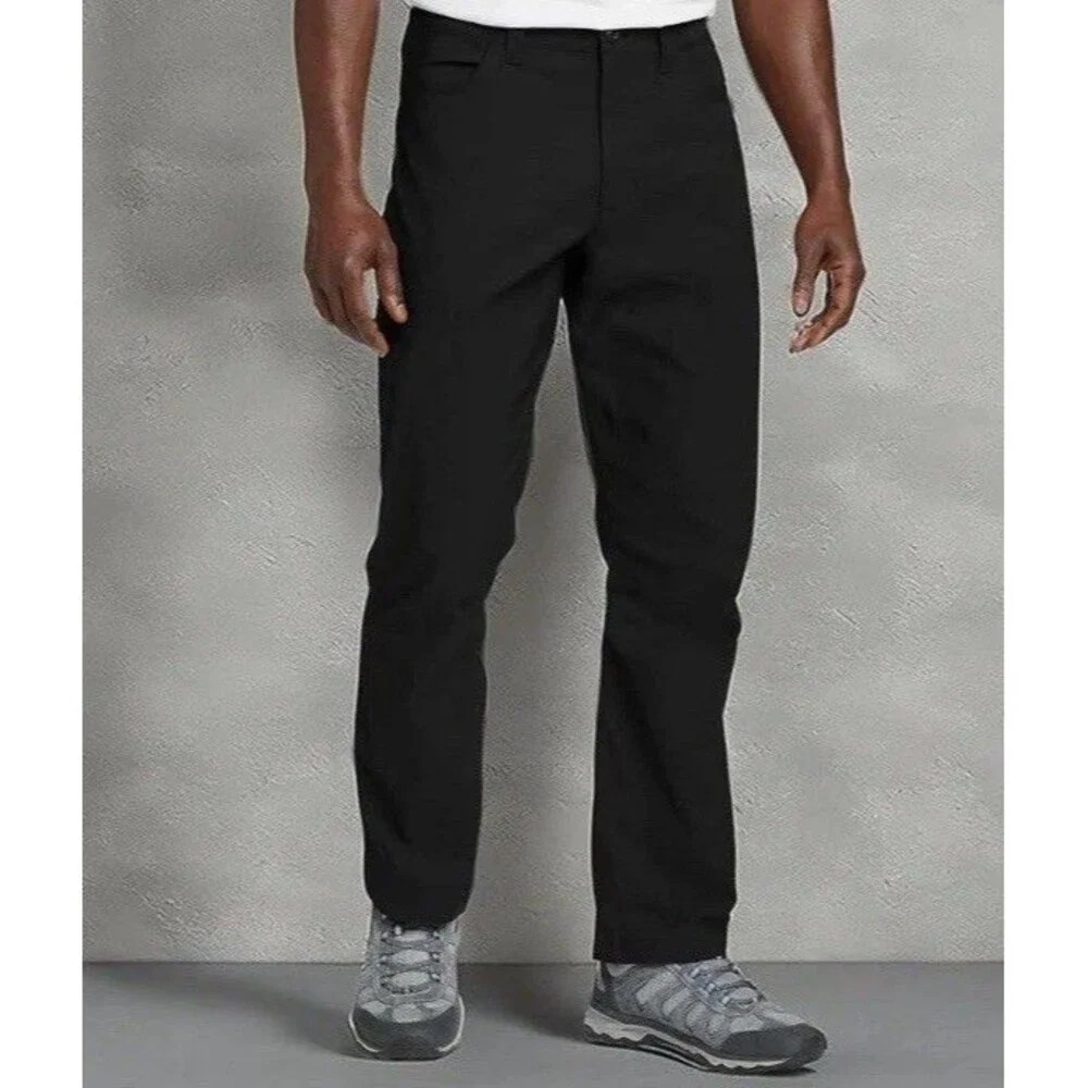 Eddie Bauer Men's Tech Chino Pant Lightweight Water-Resistant Stretch Black 35”
